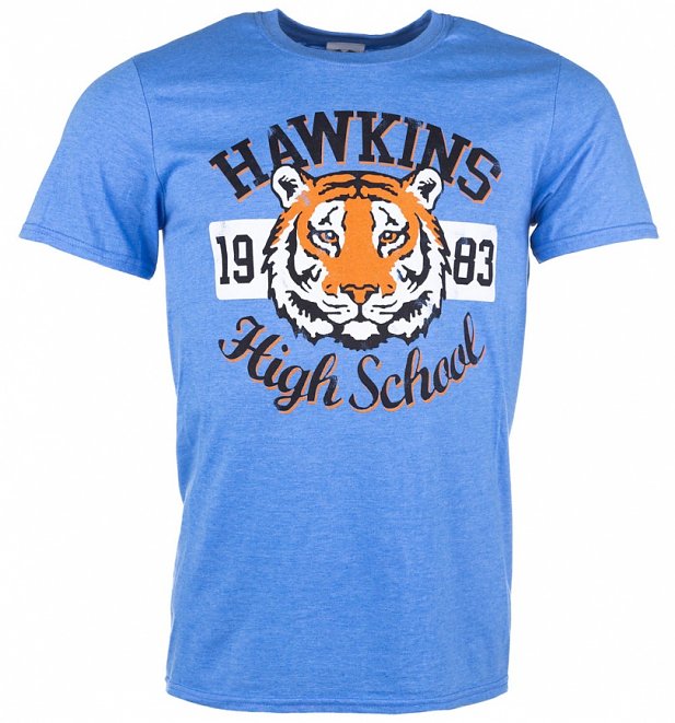 Men's Stranger Things Inspired Hawkins High School Heather Royal T-Shirt Men's Stranger Things Inspired Hawkins High School Heather Royal T-Shirt