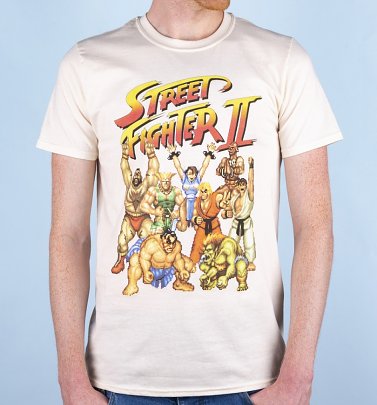 Men's Street Fighter II Pixel Gang Ecru T-Shirt Men's Street Fighter II Pixel Gang Ecru T-Shirt