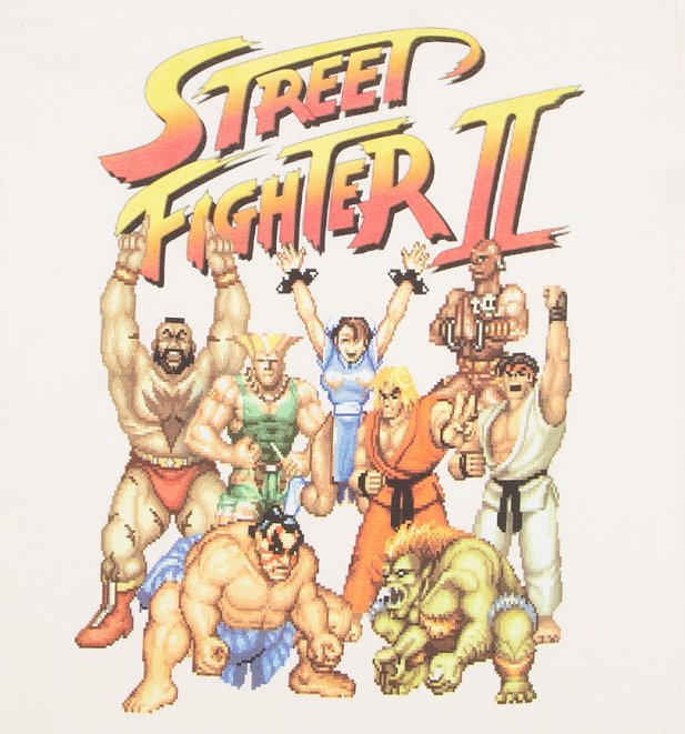 Men's Street Fighter II Pixel Gang Ecru T-Shirt Men's Street Fighter II Pixel Gang Ecru T-Shirt