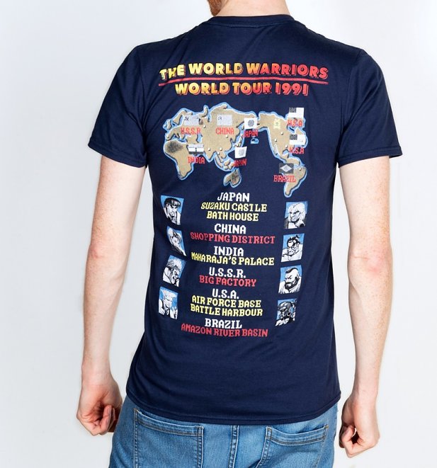 Men's Street Fighter II World Tour Navy T-Shirt Men's Street Fighter II World Tour Navy T-Shirt