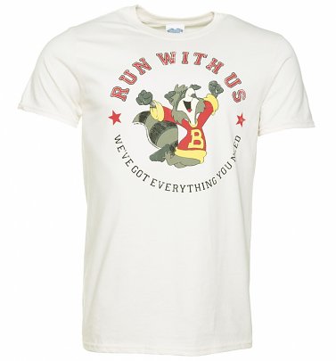 Men's The Raccoons Run With Us Badge Ecru T-Shirt Men's The Raccoons Run With Us Badge Ecru T-Shirt