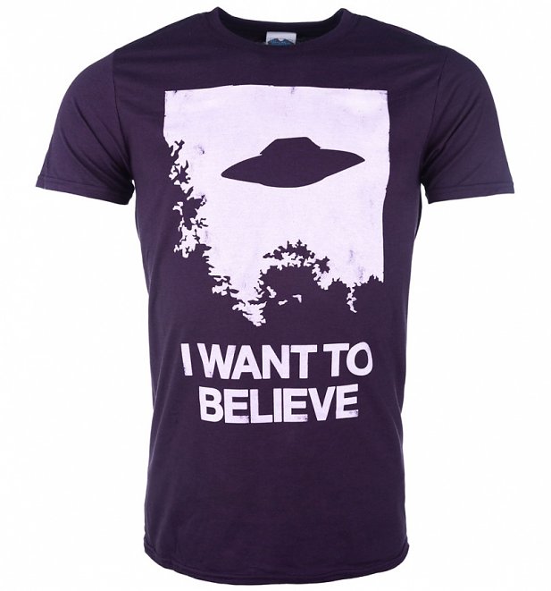 Men's The X-Files Inspired I Want To Believe Blackberry T-Shirt Men's The X-Files Inspired I Want To Believe Blackberry T-Shirt