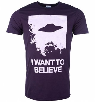 Men's The X-Files Inspired I Want To Believe Blackberry T-Shirt Men's The X-Files Inspired I Want To Believe Blackberry T-Shirt