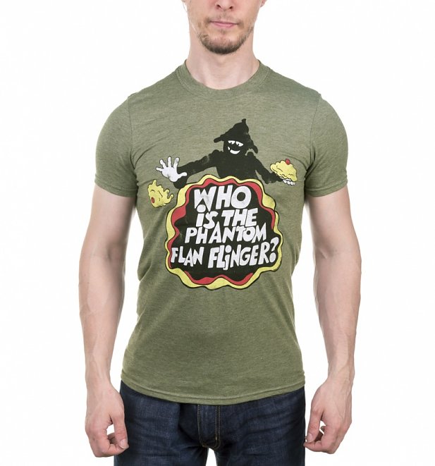 Men's Tiswas Phantom Flan Flinger Heather Green T-Shirt Men's Tiswas Phantom Flan Flinger Heather Green T-Shirt