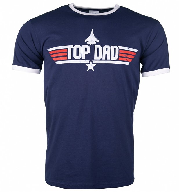 Men's Top Dad Blue And White Ringer T-Shirt Men's Top Dad Blue And White Ringer T-Shirt