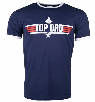 Men's Top Dad Blue And White Ringer T-Shirt Men's Top Dad Blue And White Ringer T-Shirt