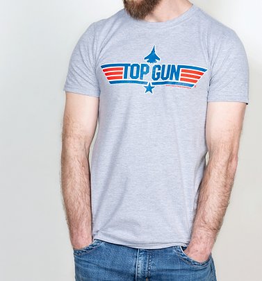 Men's Top Gun Blue Logo Sport Grey T-Shirt Men's Top Gun Blue Logo Sport Grey T-Shirt
