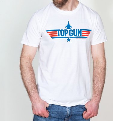 Men's Top Gun Blue Logo White T-Shirt Men's Top Gun Blue Logo White T-Shirt
