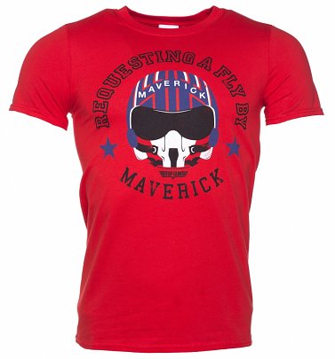 Men's Top Gun Maverick Requesting a Fly By Red T-Shirt Men's Top Gun Maverick Requesting a Fly By Red T-Shirt