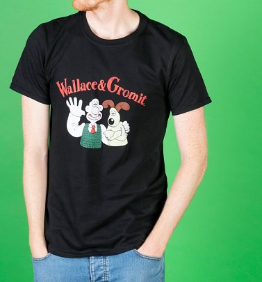 Men's Vintage Wallace And Gromit Black T-Shirt