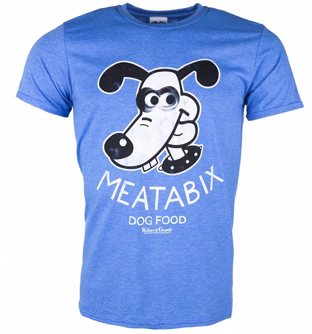 Men's Wallace And Gromit Meatabix Dog Food Heather Blue T-Shirt Men's Wallace And Gromit Meatabix Dog Food Heather Blue T-Shirt