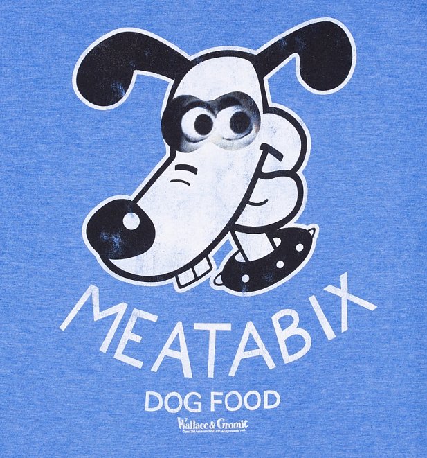 Men's Wallace And Gromit Meatabix Dog Food Heather Blue T-Shirt Men's Wallace And Gromit Meatabix Dog Food Heather Blue T-Shirt