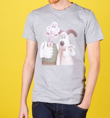 Men's Wallace and Gromit Classic Photograph Sport Grey T-Shirt Men's Wallace and Gromit Classic Photograph Sport Grey T-Shirt