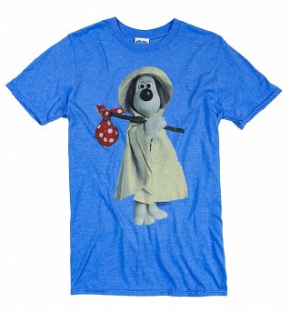 Men's Wallace and Gromit Raincoat Gromit Heather Royal Blue T-Shirt Men's Wallace and Gromit Raincoat Gromit Heather Royal Blue T-Shirt