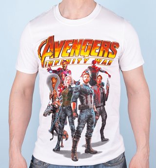 Men's White Avengers Infinity War Group T-Shirt Men's White Avengers Infinity War Group T-Shirt
