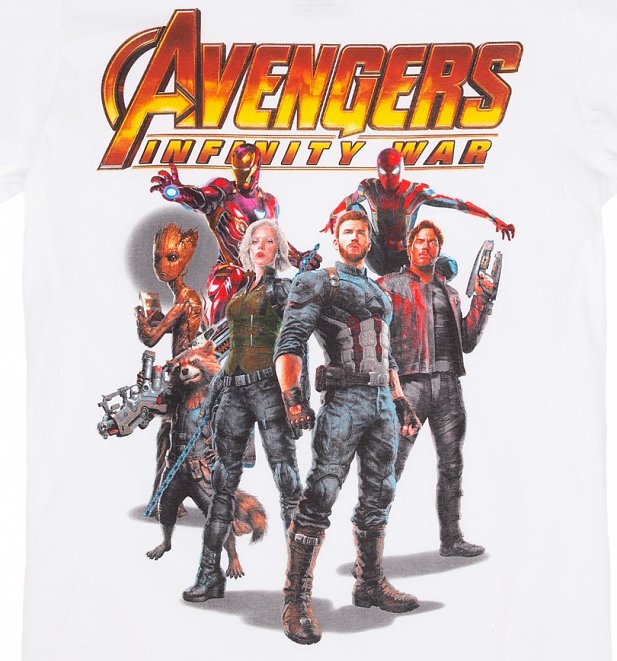 Men's White Avengers Infinity War Group T-Shirt Men's White Avengers Infinity War Group T-Shirt