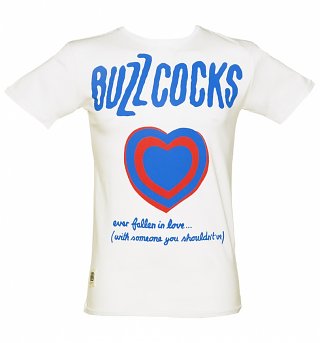 Men's White Buzzcocks Fallen In Love T-Shirt from Worn By Men's White Buzzcocks Fallen In Love T-Shirt from Worn By