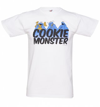 Men's White Cookie Monster Sesame Street T-Shirt Men's White Cookie Monster Sesame Street T-Shirt