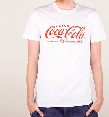 Men's White Drink Coca-Cola Logo T-Shirt Men's White Drink Coca-Cola Logo T-Shirt