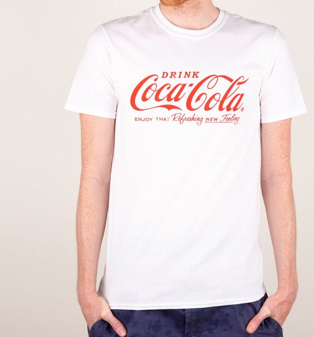 Men's White Drink Coca-Cola Logo T-Shirt Men's White Drink Coca-Cola Logo T-Shirt