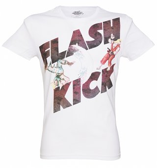 Men's White Flash Kick Street Fighter T-Shirt Men's White Flash Kick Street Fighter T-Shirt