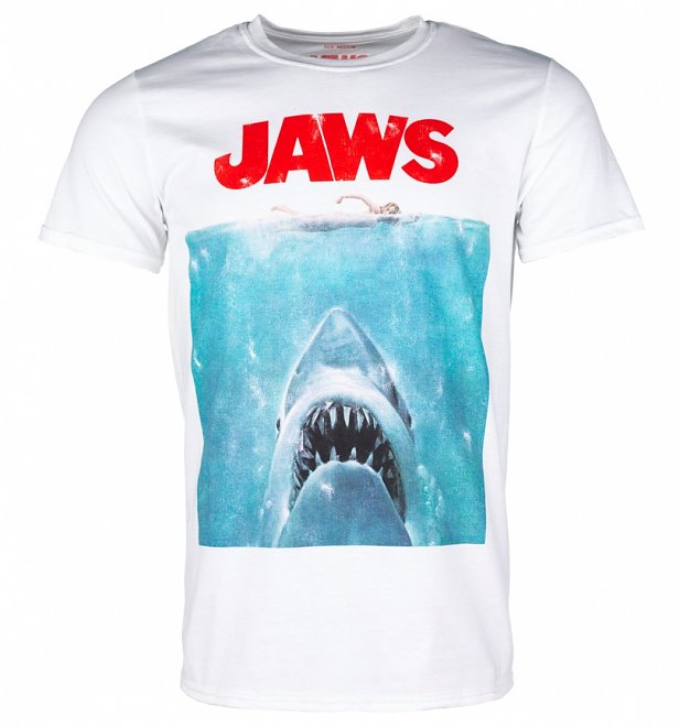 Men's White Jaws Movie Poster T-Shirt Men's White Jaws Movie Poster T-Shirt
