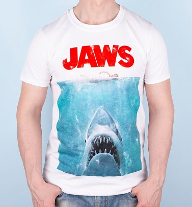 Men's White Jaws Movie Poster T-Shirt Men's White Jaws Movie Poster T-Shirt