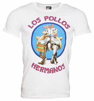 Men's White Los Pollos Hermanos Breaking Bad T-Shirt Men's White Los Pollos Hermanos Breaking Bad T-Shirt