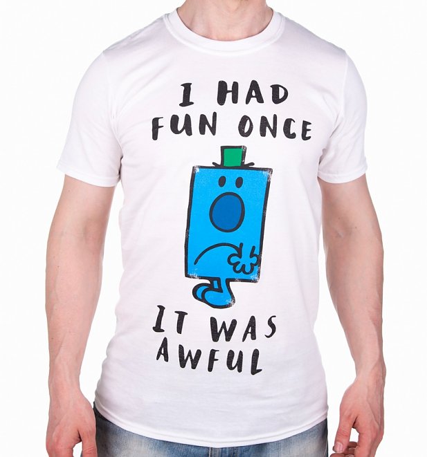 Men's White Mr Grumpy I Had Fun Once T-Shirt Men's White Mr Grumpy I Had Fun Once T-Shirt