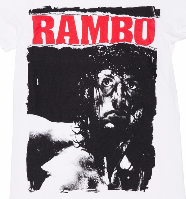 Men's White Rambo Stare T-Shirt Men's White Rambo Stare T-Shirt