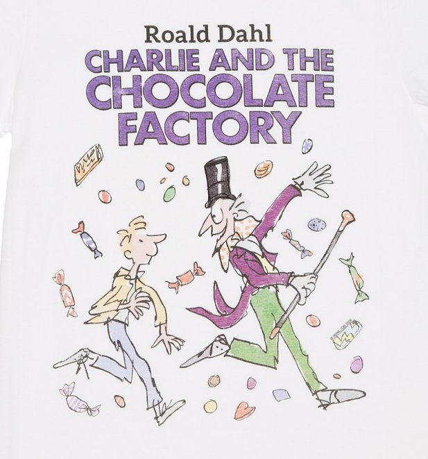 Men's White Roald Dahl Charlie and the Chocolate Factory T-Shirt Men's White Roald Dahl Charlie and the Chocolate Factory T-Shirt