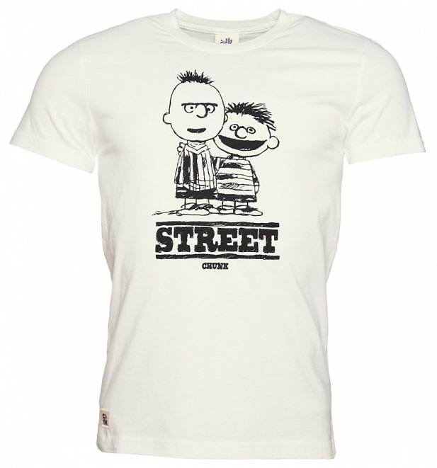 Men's White Sesame Street Mash Up T-Shirt from Chunk Men's White Sesame Street Mash Up T-Shirt from Chunk