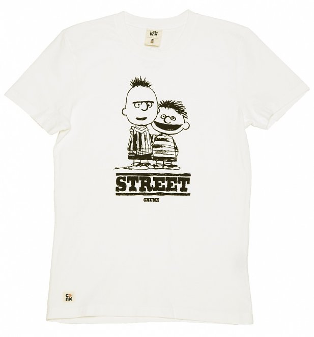 Men's White Sesame Street Mash Up T-Shirt from Chunk Men's White Sesame Street Mash Up T-Shirt from Chunk