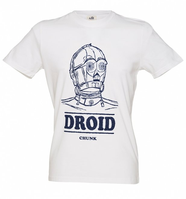 Mens White Star Wars C 3PO Droid T Shirt from Chunk Mens White Star Wars C 3PO Droid T Shirt from Chunk