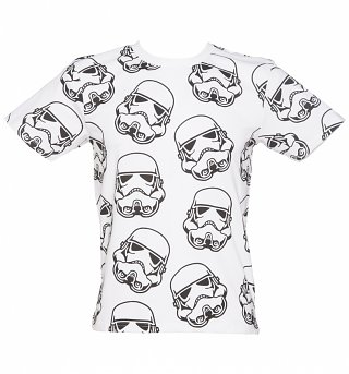 Men's White Star Wars Stormtrooper Repeat Print T-Shirt from Fabric Flavours Men's White Star Wars Stormtrooper Repeat Print T-Shirt from Fabric Flavours
