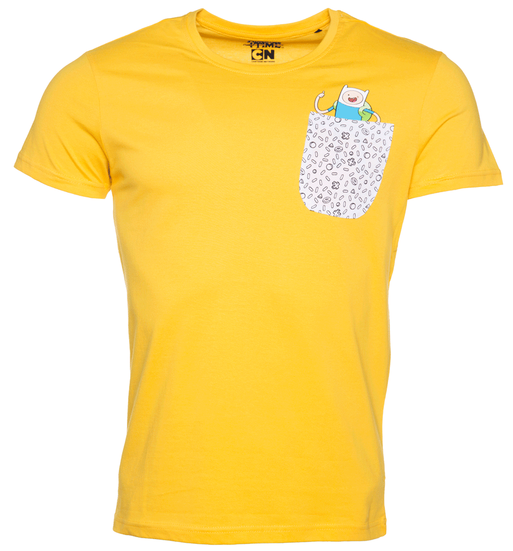 Men's Yellow Adventure Time Pocket T-Shirt Men's Yellow Adventure Time Pocket T-Shirt