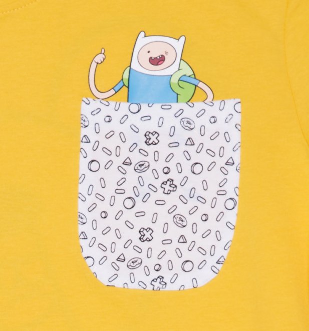 Men's Yellow Adventure Time Pocket T-Shirt Men's Yellow Adventure Time Pocket T-Shirt