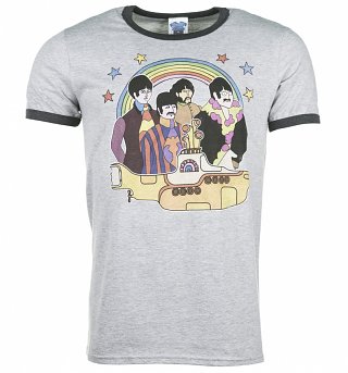 Men's Yellow Submarine The Beatles Heather Grey and Dark Grey Ringer T-Shirt Men's Yellow Submarine The Beatles Heather Grey and Dark Grey Ringer T-Shirt