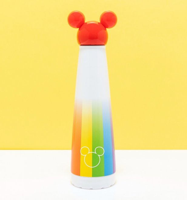 Mickey Mouse Rainbow Metal Water Bottle with Red Mickey Head Lid from Funko Mickey Mouse Rainbow Metal Water Bottle with Red Mickey Head Lid from Funko