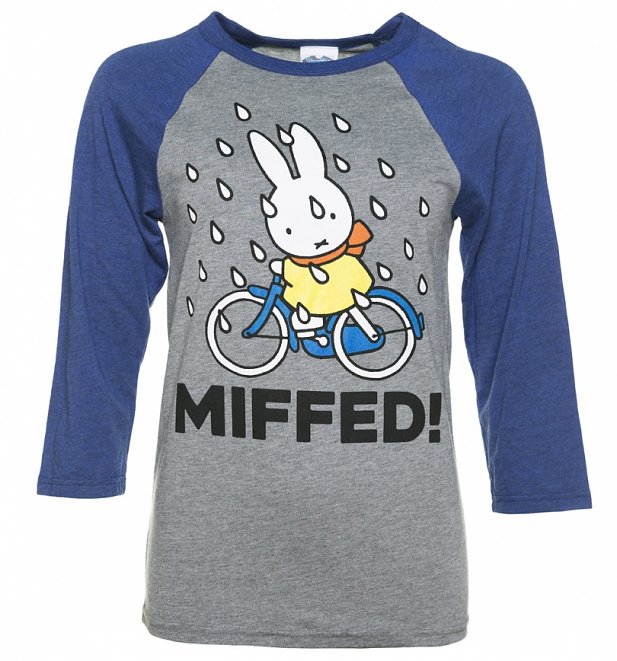 Miffy Miffed Grey and Navy Triblend Raglan Baseball Tee Miffy Miffed Grey and Navy Triblend Raglan Baseball Tee
