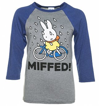 Miffy Miffed Grey and Navy Triblend Raglan Baseball Tee Miffy Miffed Grey and Navy Triblend Raglan Baseball Tee
