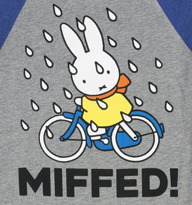 Miffy Miffed Grey and Navy Triblend Raglan Baseball Tee Miffy Miffed Grey and Navy Triblend Raglan Baseball Tee