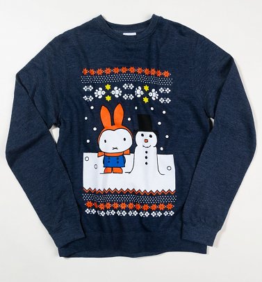 Miffy Snowman Fairisle Heather Navy Sweater Miffy Snowman Fairisle Heather Navy Sweater