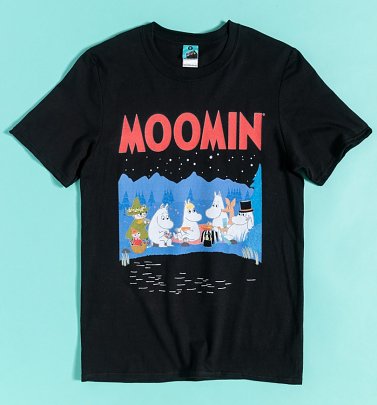 Moomins Night Scene Black T-Shirt Moomins Night Scene Black T-Shirt