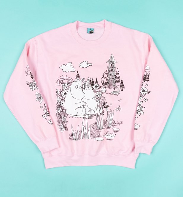 Moomins Scene Pink Sleeve Print Sweater
