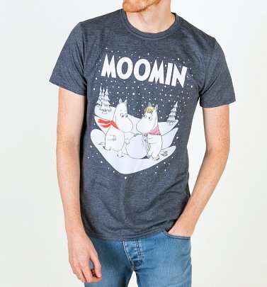 Men's Moomins Winter Scene Navy T-Shirt Men's Moomins Winter Scene Navy T-Shirt