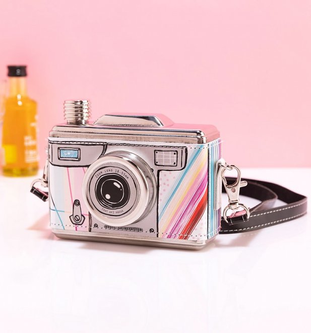 Multi Colour Retro Camera Hip Flask from House Of Disaster Multi Colour Retro Camera Hip Flask from House Of Disaster