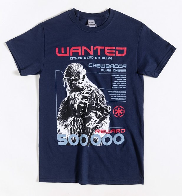 Navy Star Wars Chewbacca Wanted T-Shirt Navy Star Wars Chewbacca Wanted T-Shirt