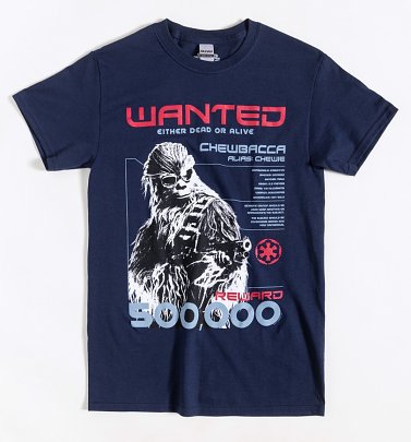 Navy Star Wars Chewbacca Wanted T-Shirt Navy Star Wars Chewbacca Wanted T-Shirt