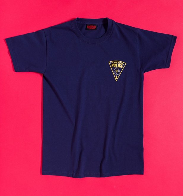 Stranger Things Hawkins Police Dept. Navy T-Shirt with Back Print